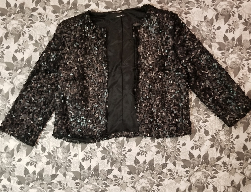 Roman Black sequin blazer size 12
